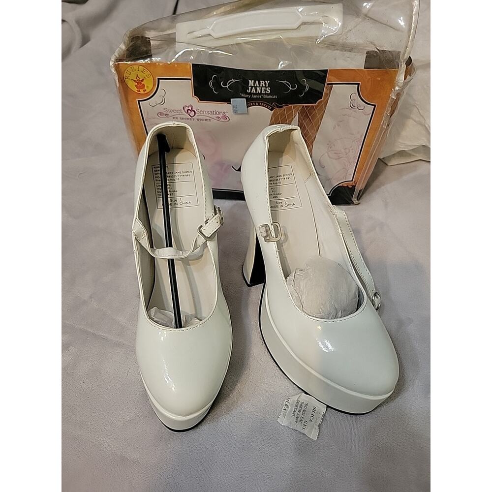Mary Janes White Platform Shoes Roll Playing Sz 9-10 RUBIES Sweet Sensations